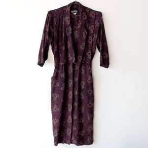 Vintage SL Fashions Collaree Paisley Purple Red Dress Cardigan